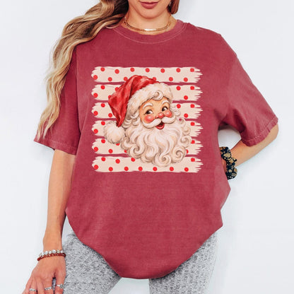 Trendy Santa Shirt Stripe Christmas Graphic Tee